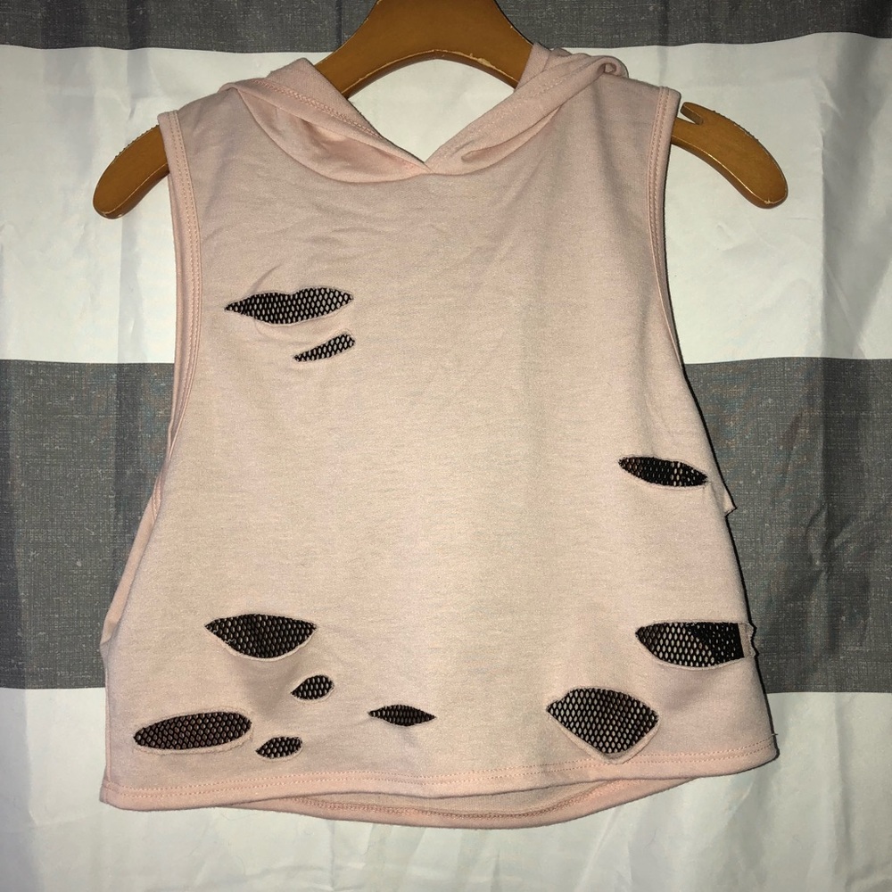 A loose pink tank hoodie w/ matching shorts!